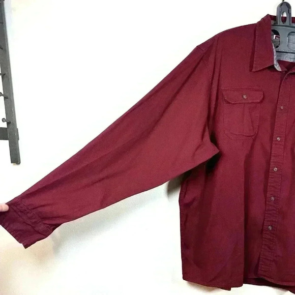 WRANGLER Men's Long Sleeve Shirt Size 3XL Button Down BURGUNDY Canvas Twill‎ Red - Picture 4 of 9